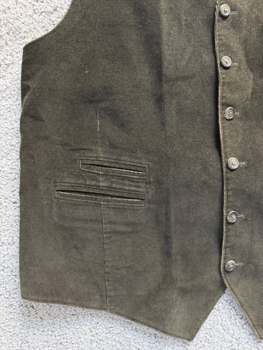 Kroon Olive Green Corduroy Waistcoat Vest Stripe Satin Lining Men's Size - Picture 3 of 16